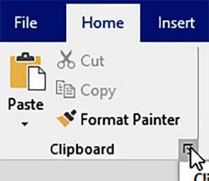 Clipboard in word