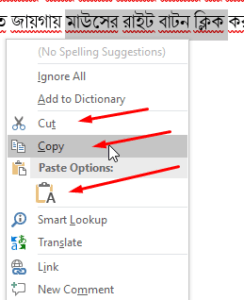 Copy Cut Past in MS Word