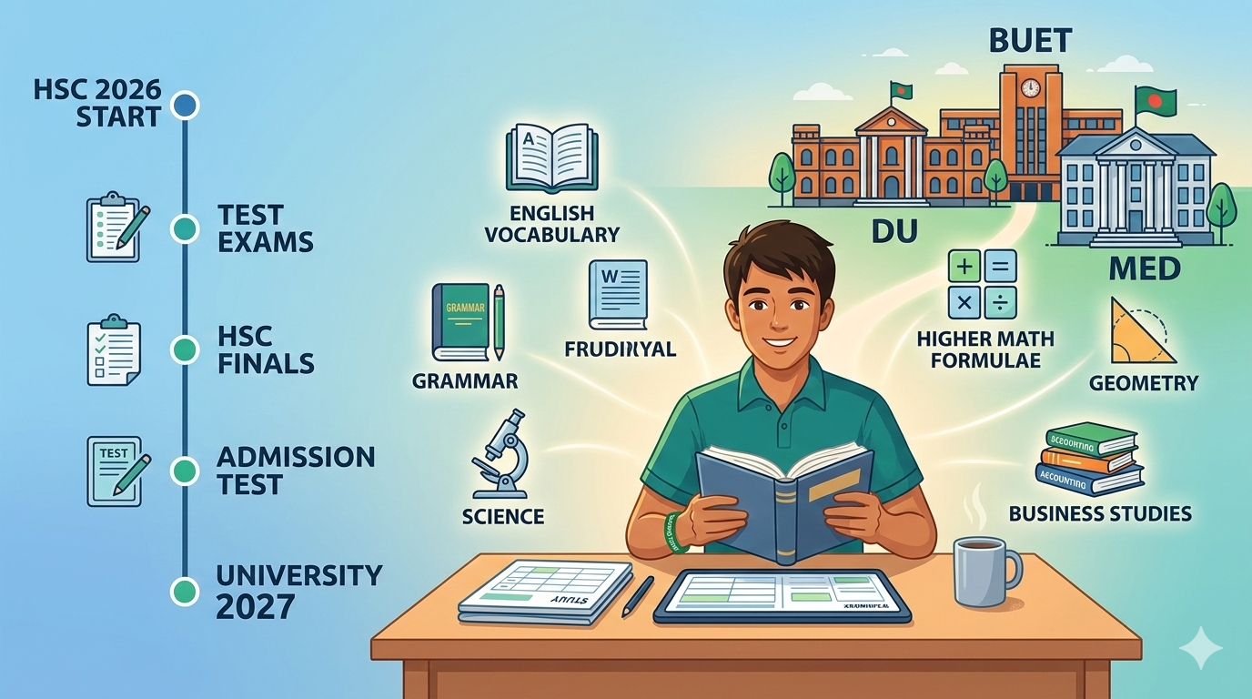 এইচএসসি ২০২৬ ও বিশ্ববিদ্যালয় ভর্তি প্রস্তুতি: এ টু জেড পূর্ণাঙ্গ গাইডলাইন ≪Span Class=&Quot;New-Badge&Quot;≫New≪/Span≫ এইচএসসি ২০২৬ প্রস্তুতি